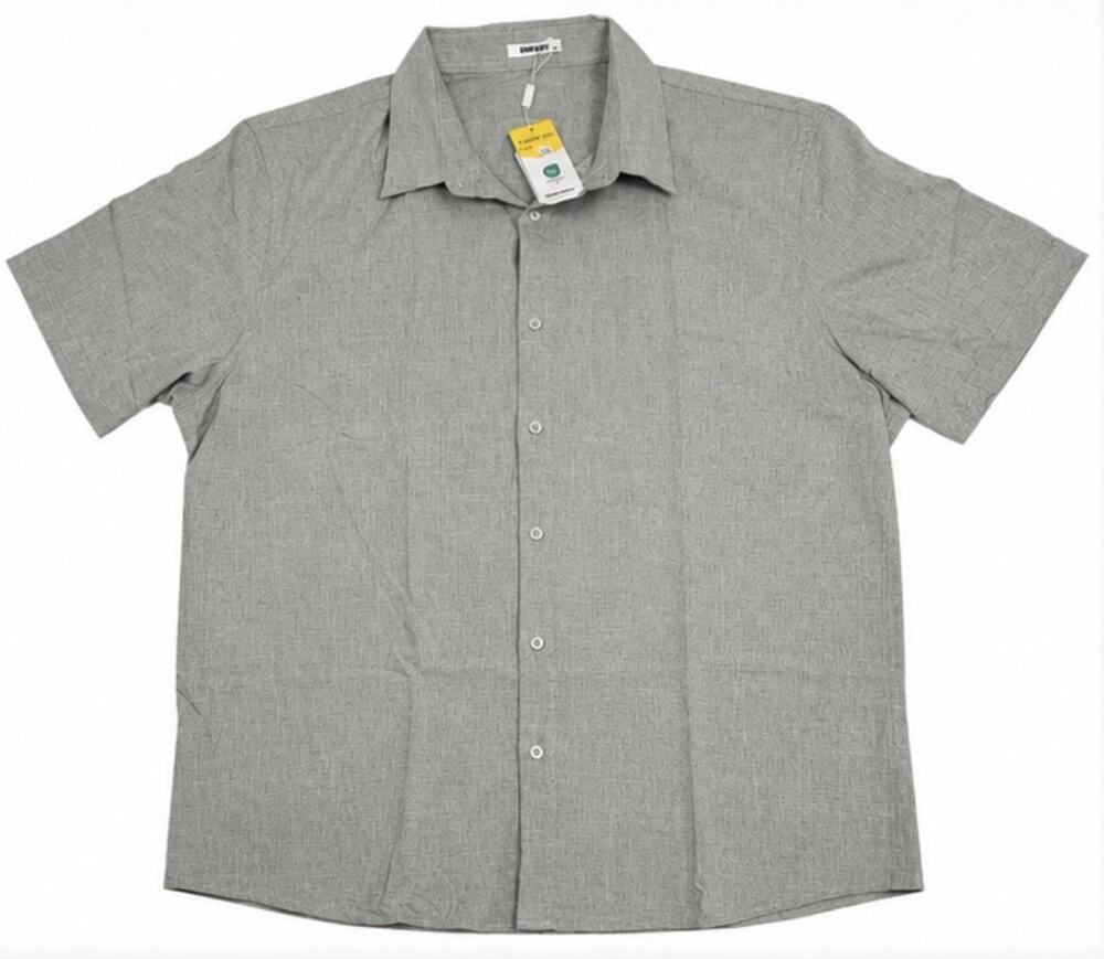 COOFANDY Men’s 2XL Gray Short Sleeve Button Up Casual Shirt Lightweight NWT